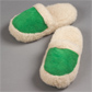 Pantofle wełniane damskie wsuwane biało-zielone